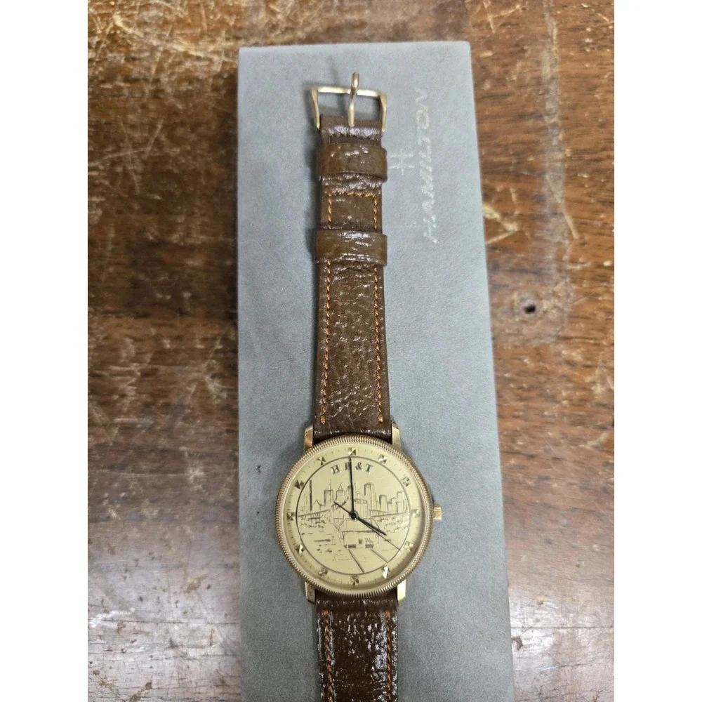 Hamilton H&T 8702 Railroad Train Skyline Wristwatch Leather Band Untested